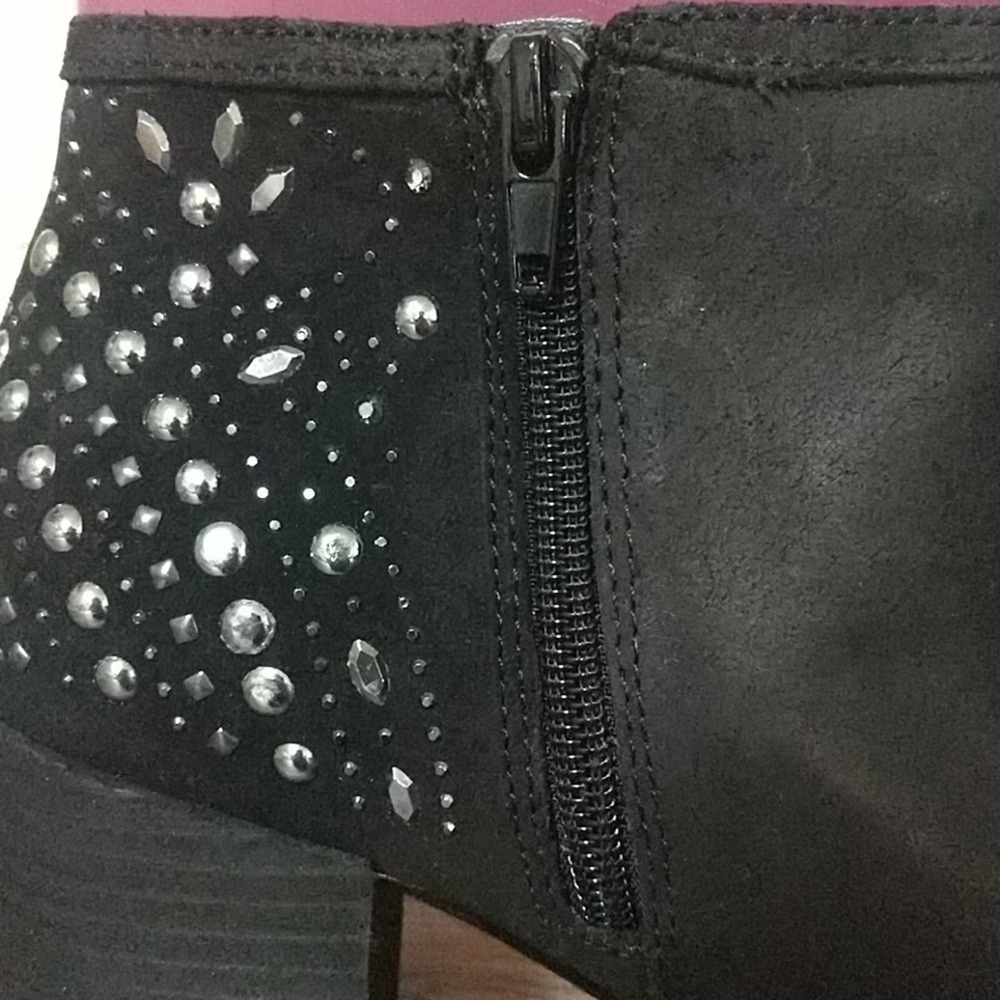Fergie Leather Bless Bootie Ankle Boots Black 8.5 - Picture 11 of 12
